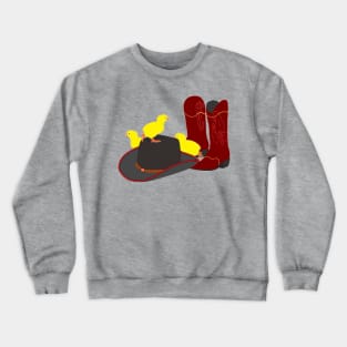 cowboy boots, hat and chicken Crewneck Sweatshirt